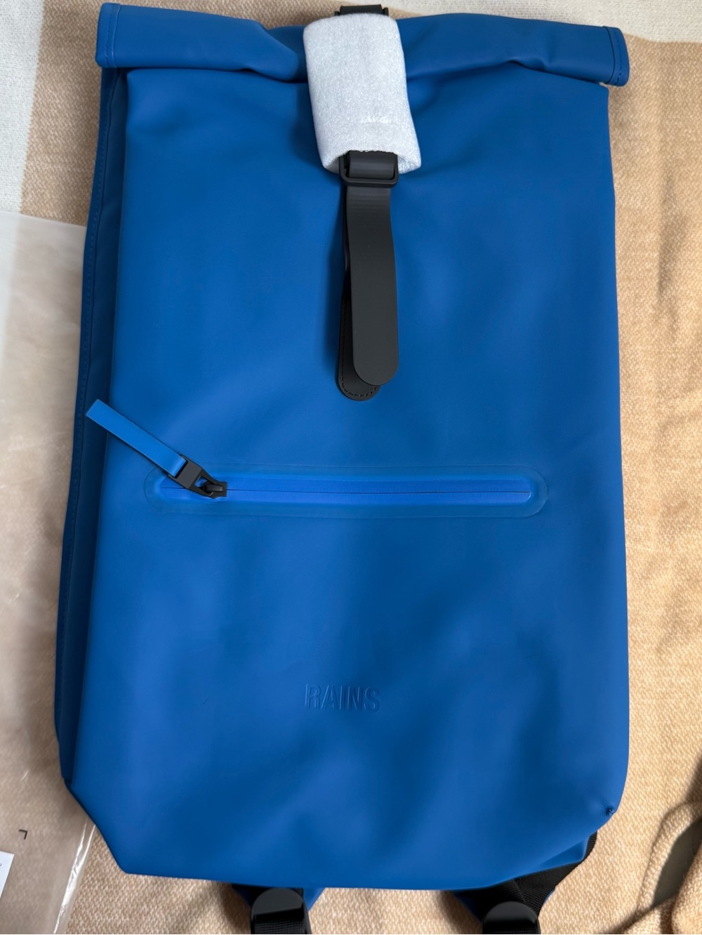 Rains Blue/ waves waterproof Roll-Top Backpack  new